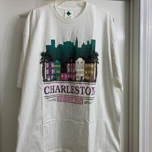 Women's White Graphic T-Shirt with Charleston Logo, Size XXL